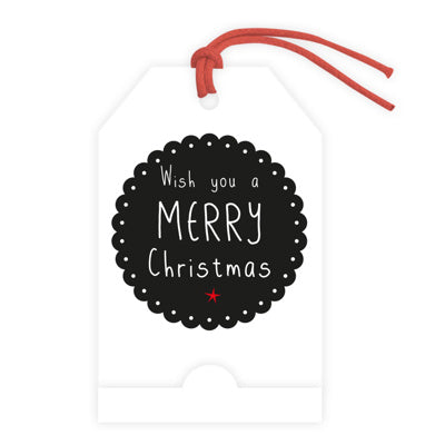 wit minikaartje met de tekst merry christmas