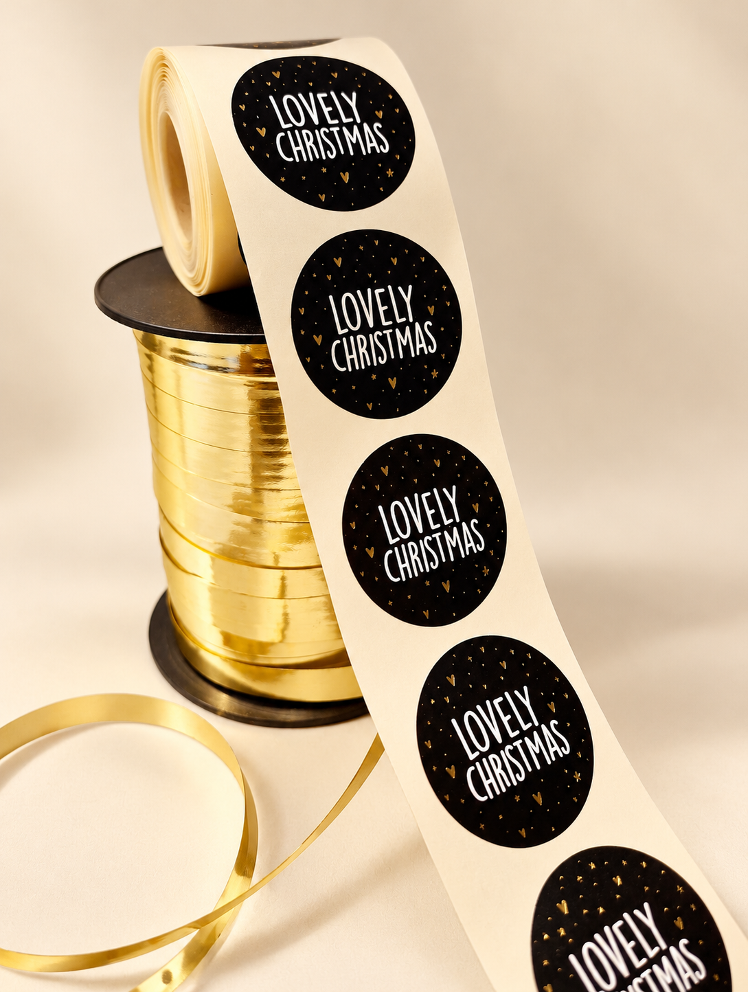 10 Stück Goldfolienaufkleber - Lovely Christmas