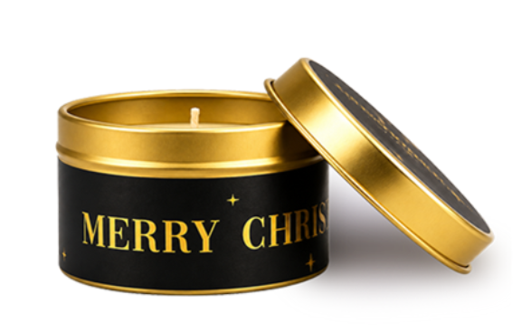 Merry Christmas blikkaarsje zwart goud gekleurd