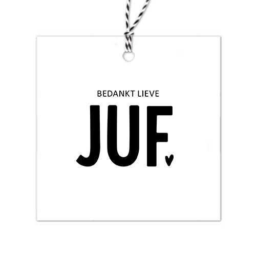 wit cadeaukaartje vierkant met tekst bedankt lieve juf