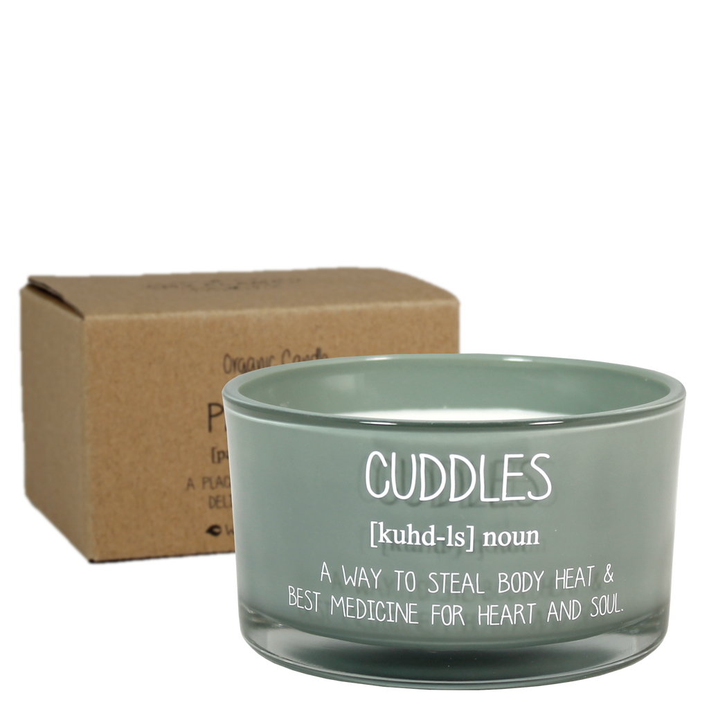 Groene Cuddles sojawaskaars met doosje