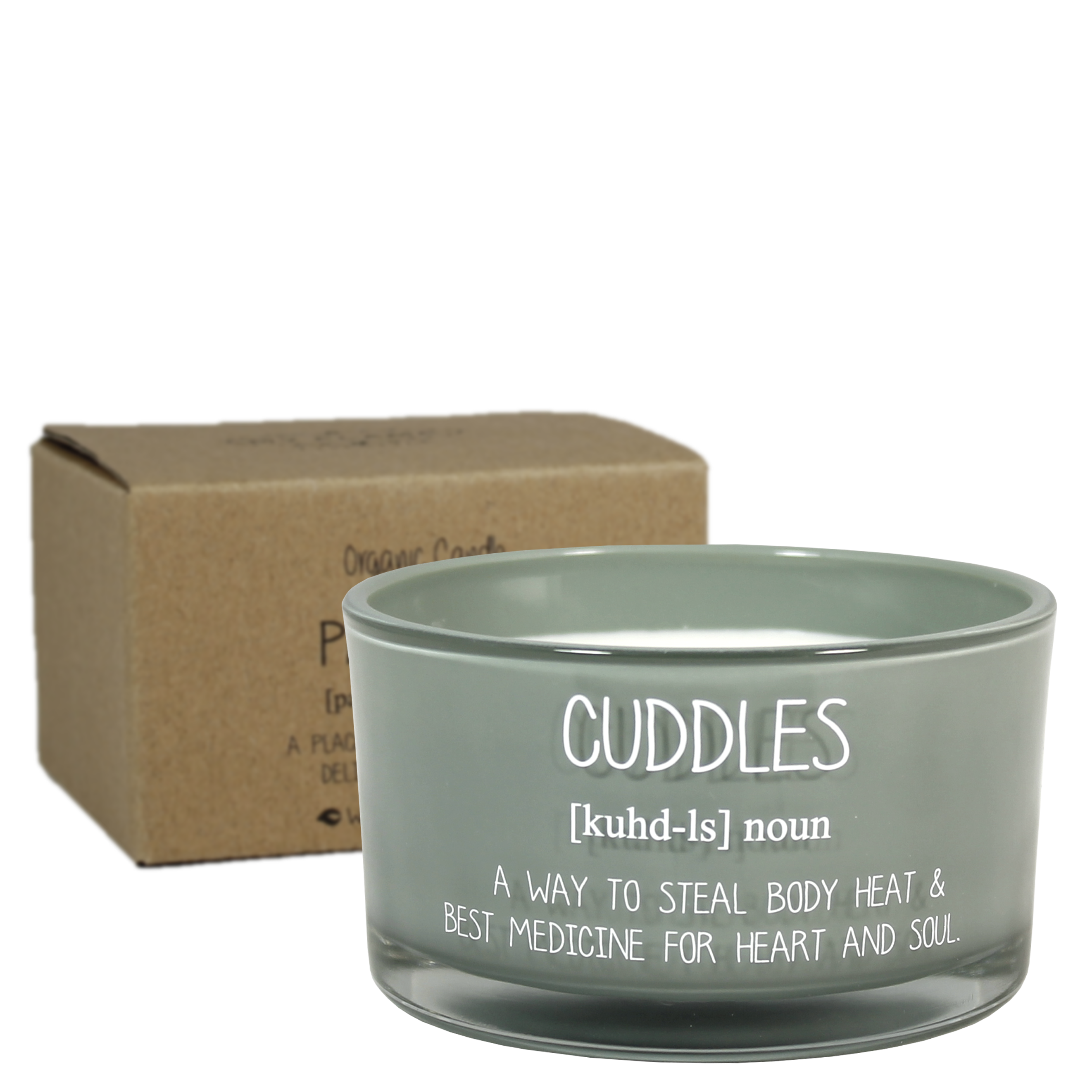 Groene Cuddles sojawaskaars met doosje