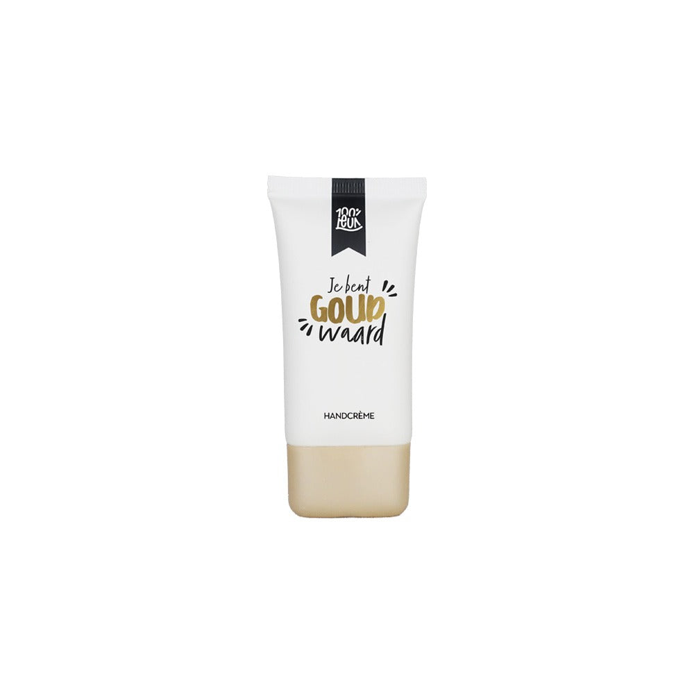 Handcreme in tube met de tekst je bent goud waard