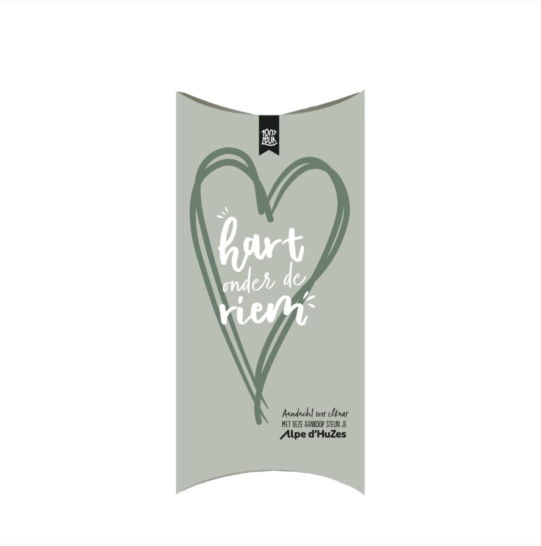 Luxe cadeauverpakking met de tekst 'hart onder de riem'