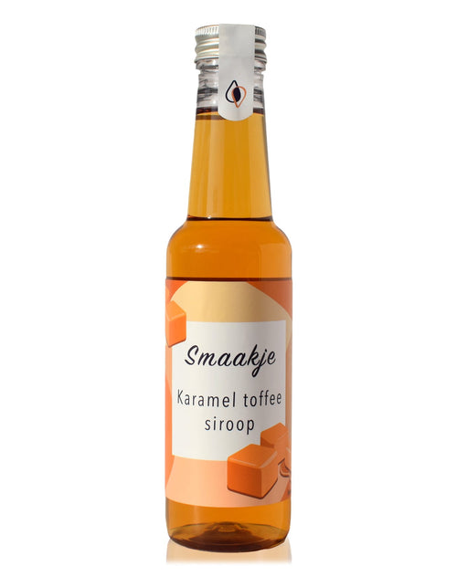 doorzichtige kunststof flesje met karamel toffee siroop