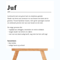 wit tekst tegeltje met een woordenboek tekst juf