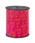 roze cadeaulint voor de juf met de oranje tekst lieve juf