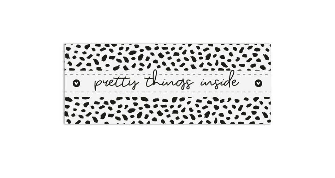 minikaartje langwerpig met de tekst pretty things inside