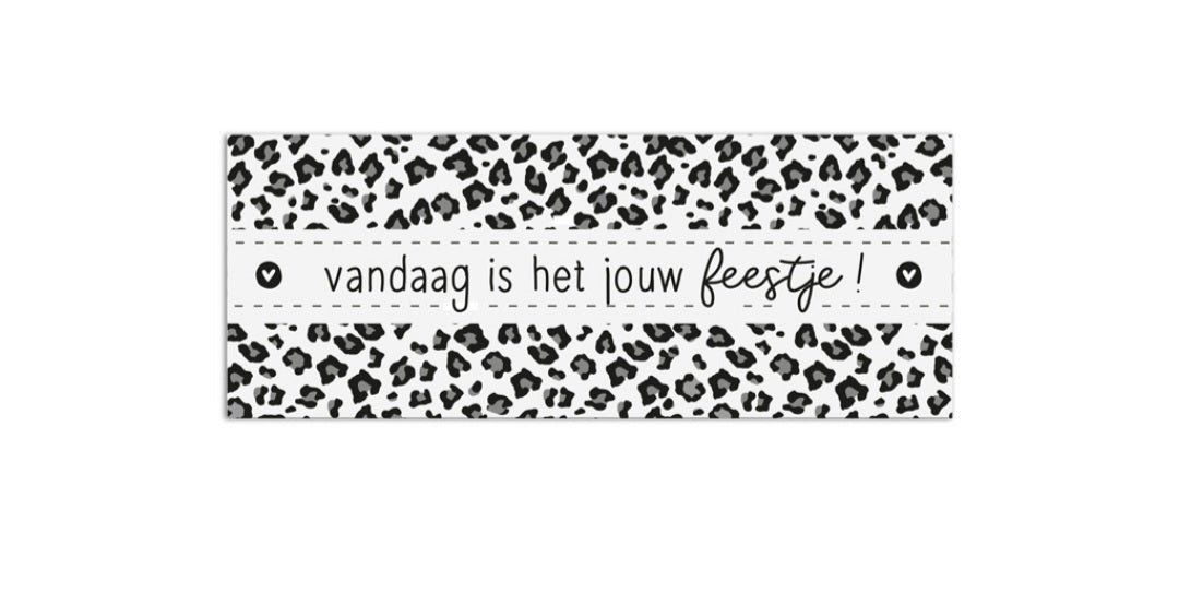 langwerpig minikaartje met de tekst vandaag is het jouw feestje!