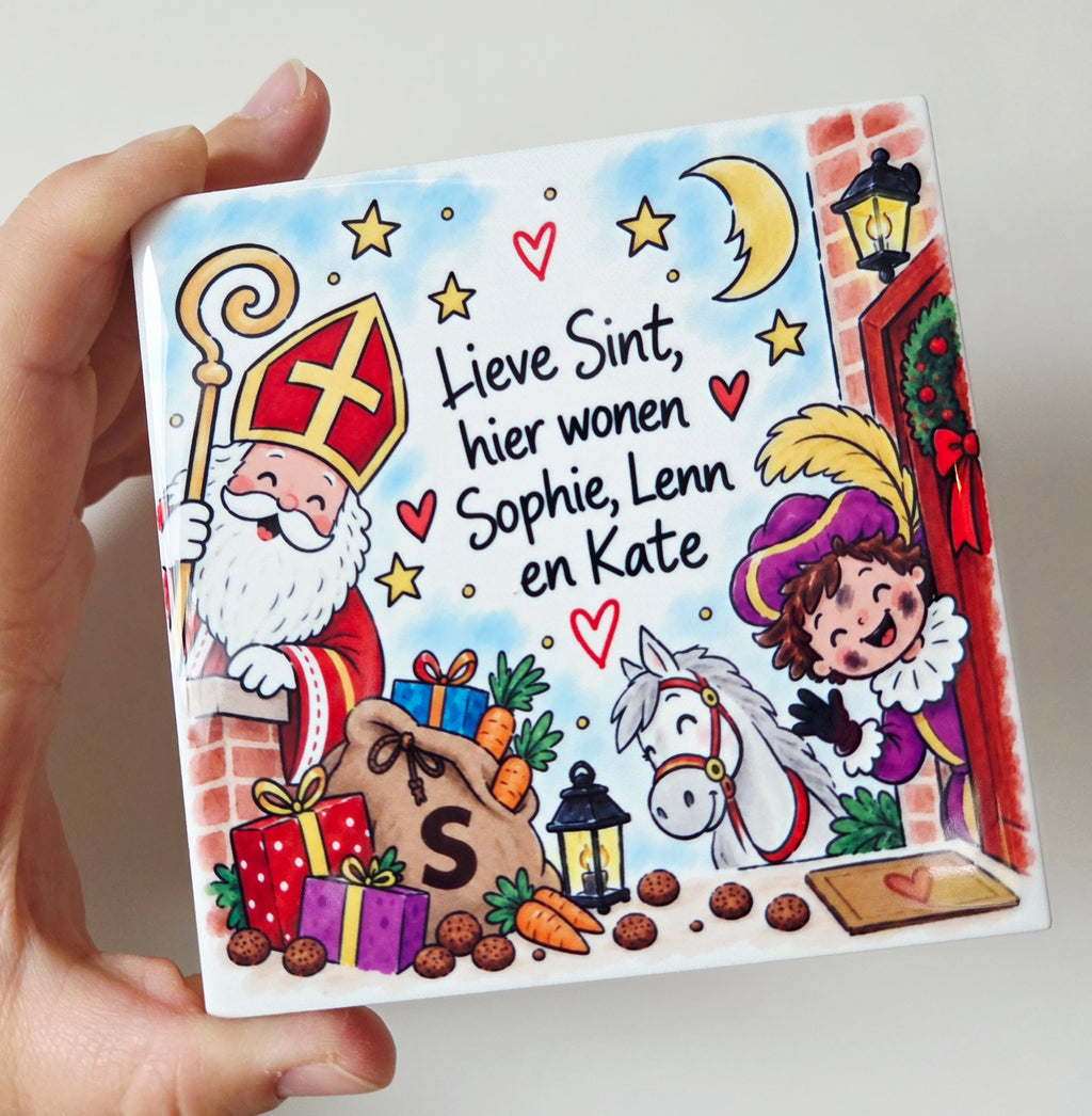 Sinterklaas tegeltje Lieve Sint, hier wonen...