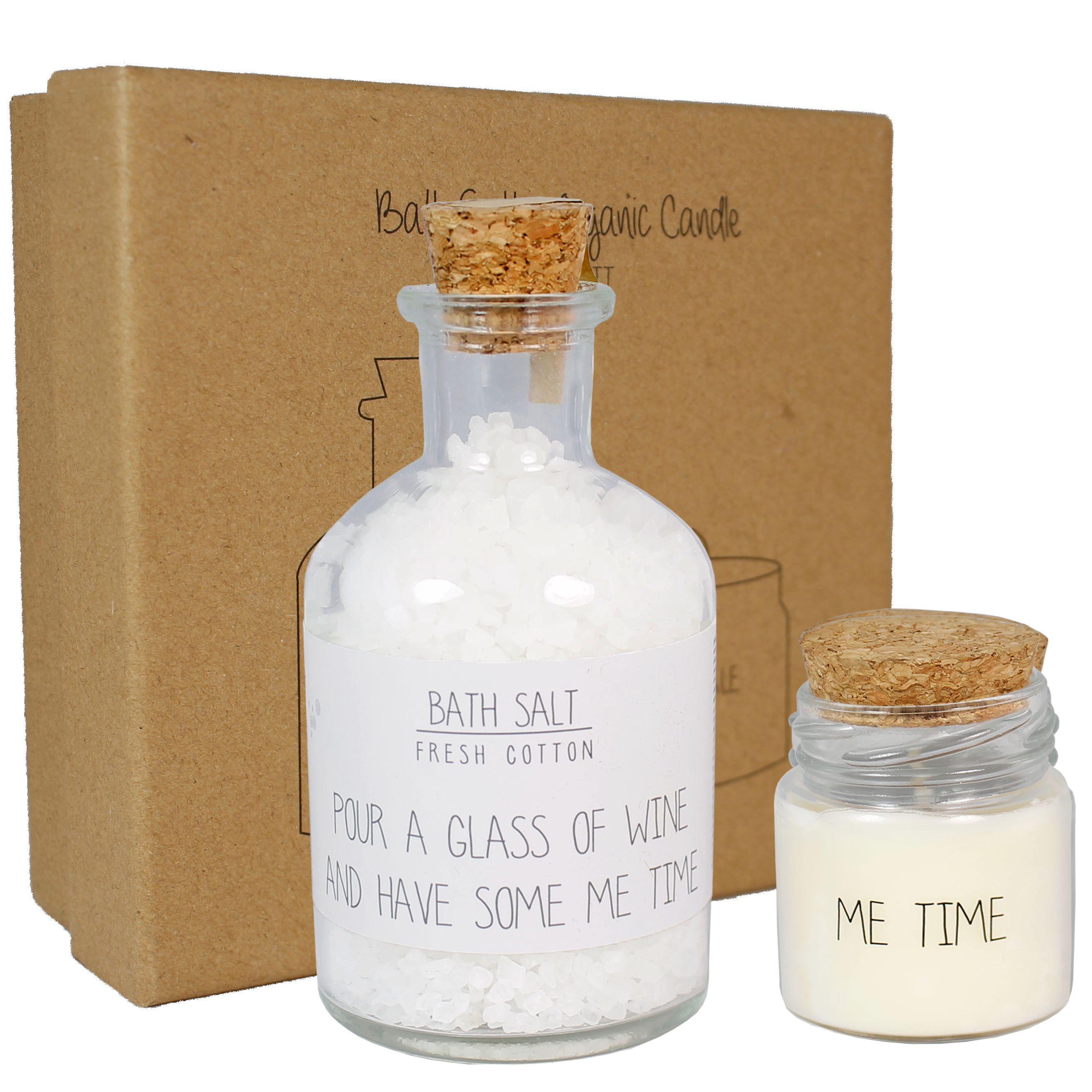 giftset bestaande uit badzout en een sojawaskaarsje 