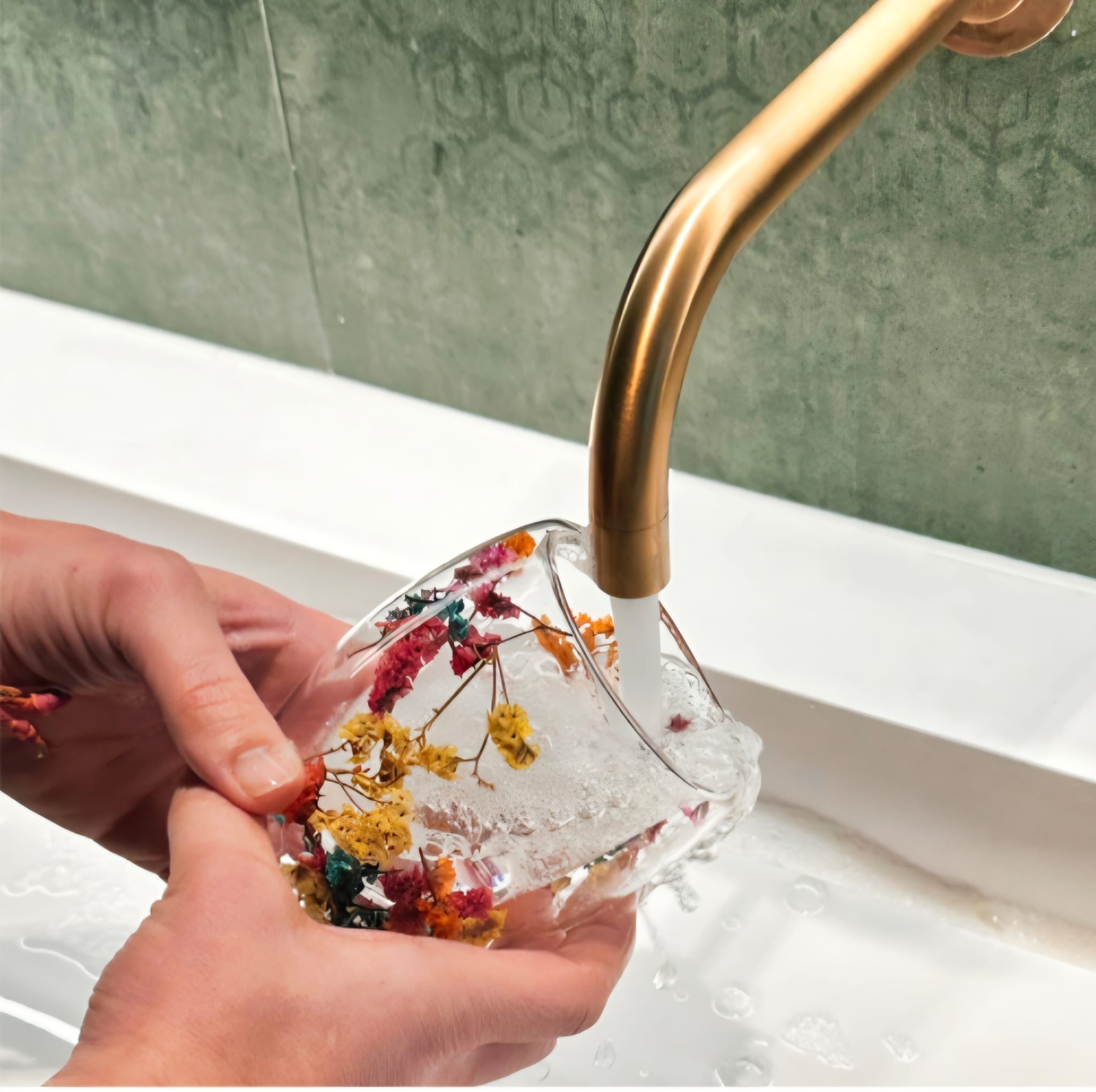 Voor de liefste sojawaskaars in theeglas wordt afgewassen