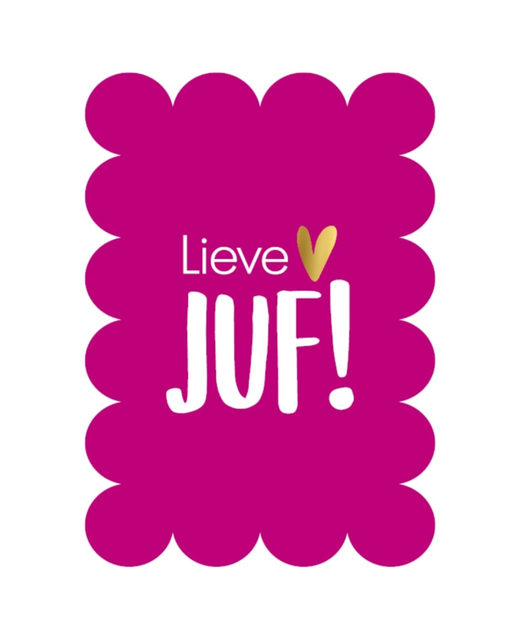 paarse geubbelde rand wenskaart met de tekst lieve juf