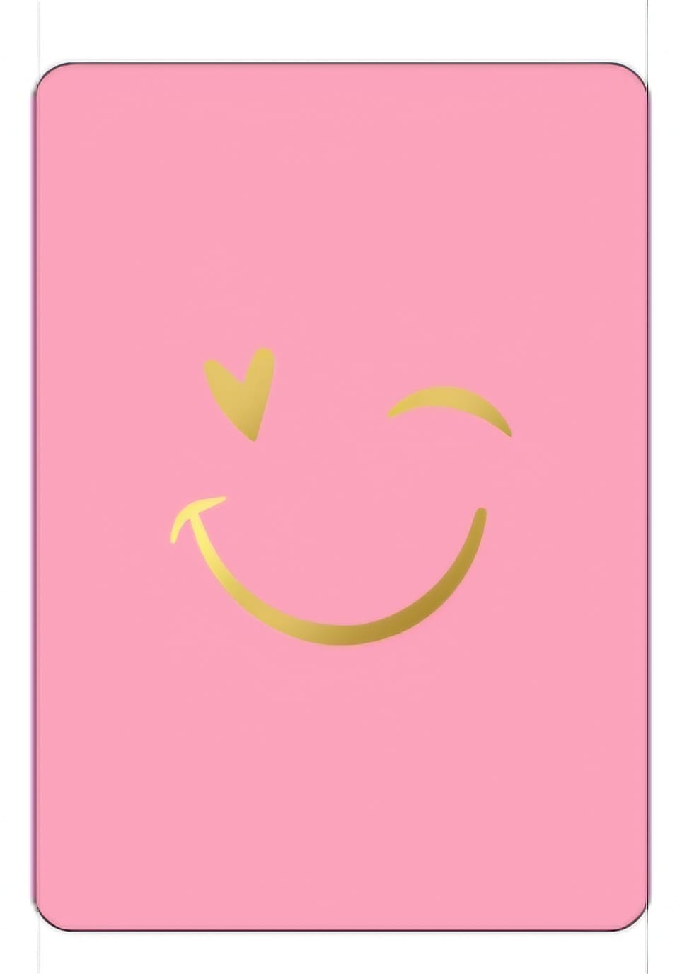 roze wenskaart met gouden knipoog afgebeeld