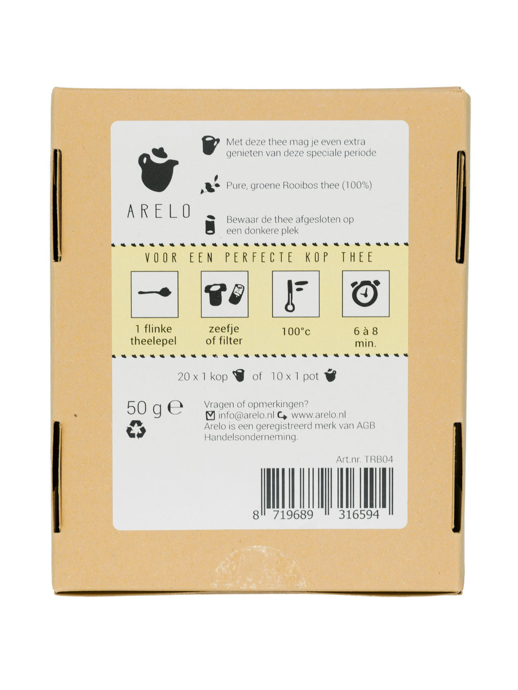 bruin doosje met rooibos thee en de tekst zwangere thee achterkant