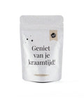 badzout in een zak met de tekst geniet van je kraamtijd