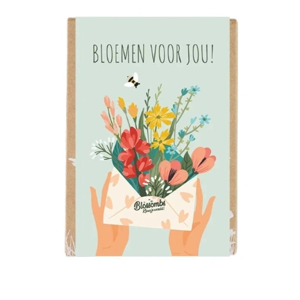 Bloemen voor jou doosje met 4 blossombs erin