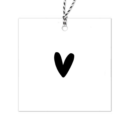 vierkant wit minikaartje met zwart hartje