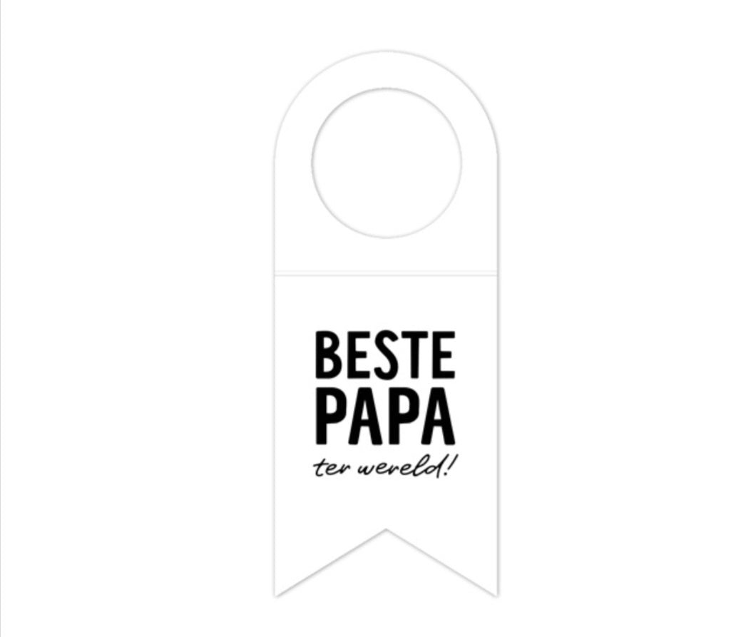 witte flessenhanger met de tekst beste papa ter wereld