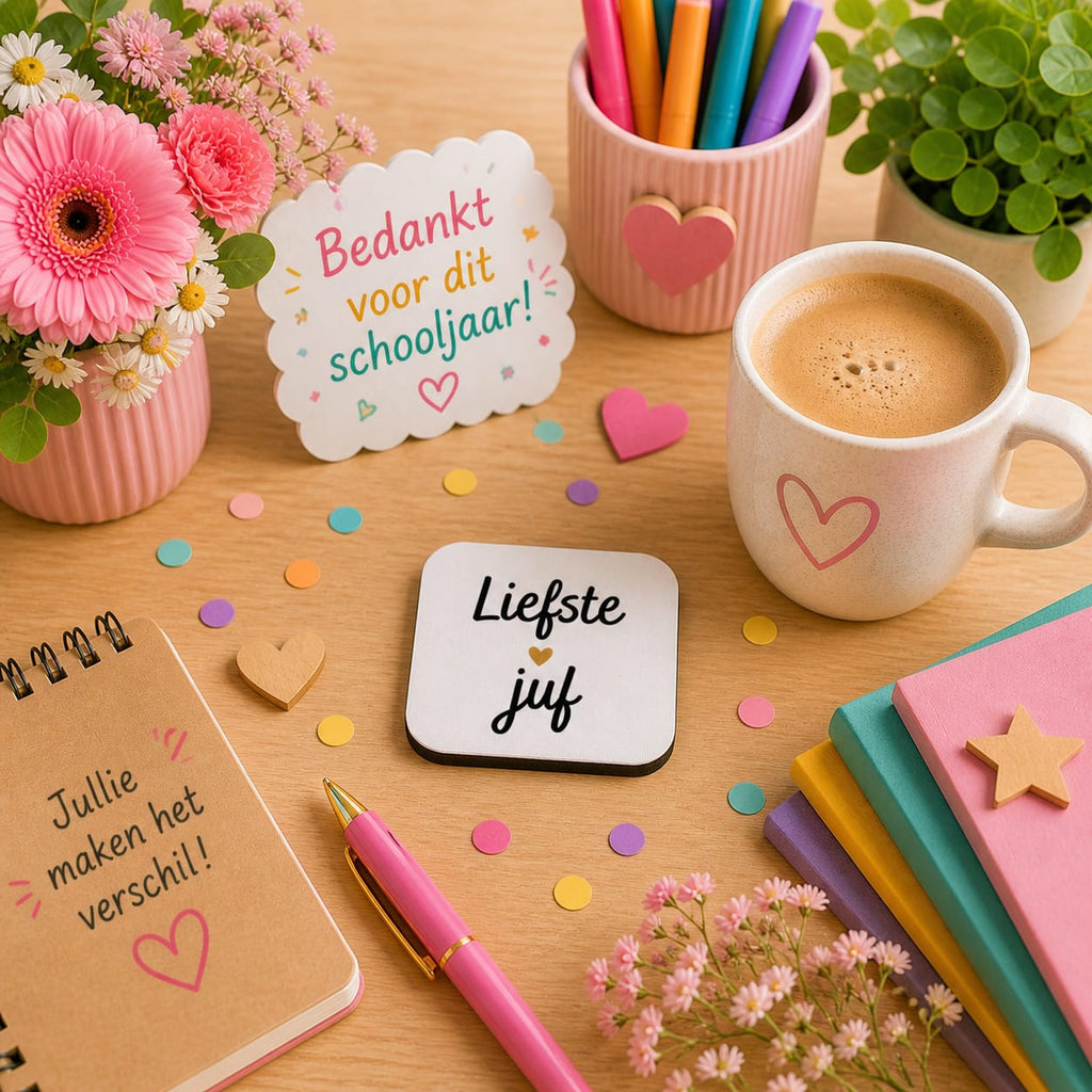 witte onderzetter liefste juf