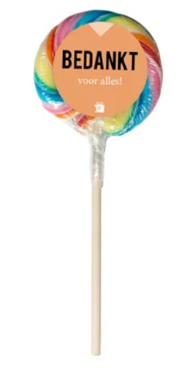 lolly regenboog met tekst bedankt voor alles