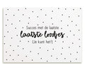 witte wenskaart met zwarte letters succes met de laatste loodjes