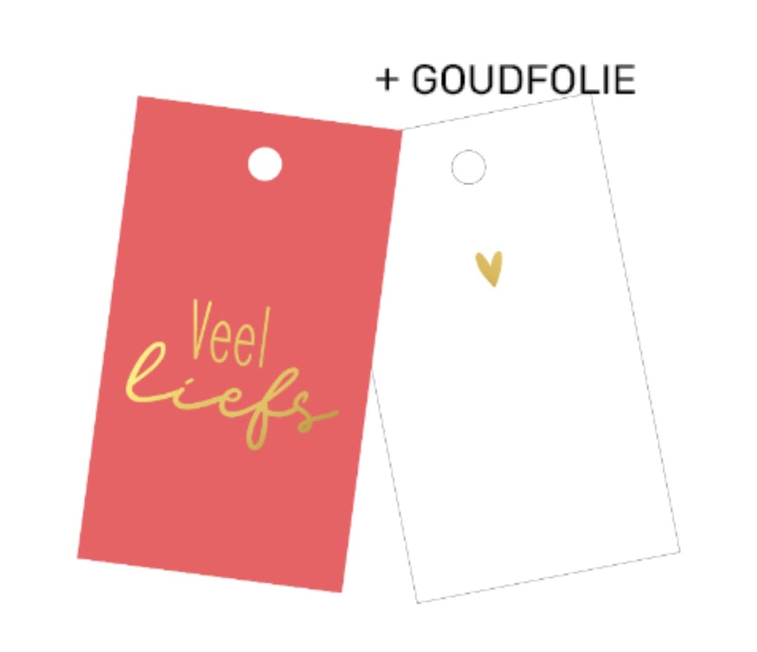 roze met wit minikaartje met de tekst veel liefs