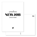 witte wenskaart woohoo new job, gefeliciteerd