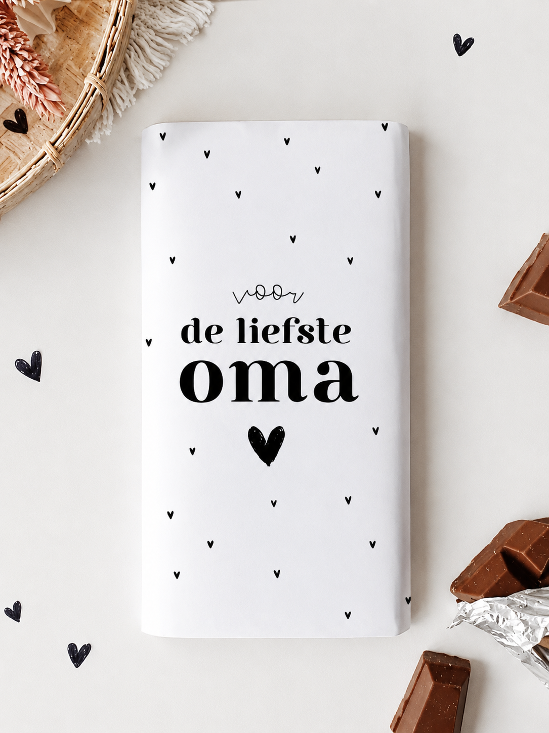 voor de liefste oma chocolade reep rechthoekig
