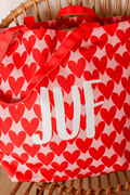 Canvas tas XL hartjes - Juf