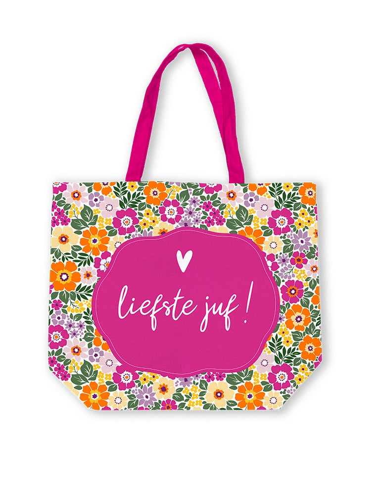 Canvas tas XL - Liefste Juf!