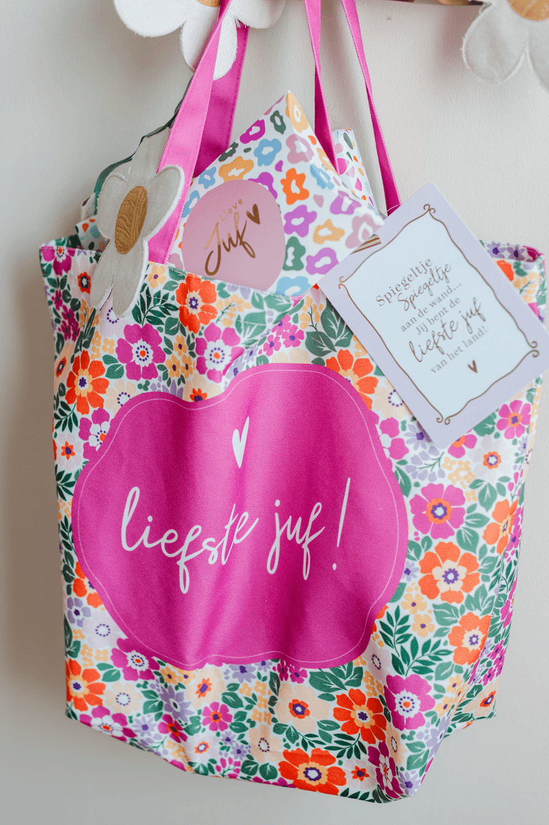 Canvas tas XL - Liefste Juf!