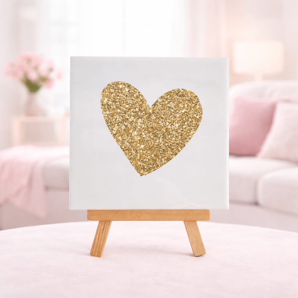 witte tegel met goud hartje