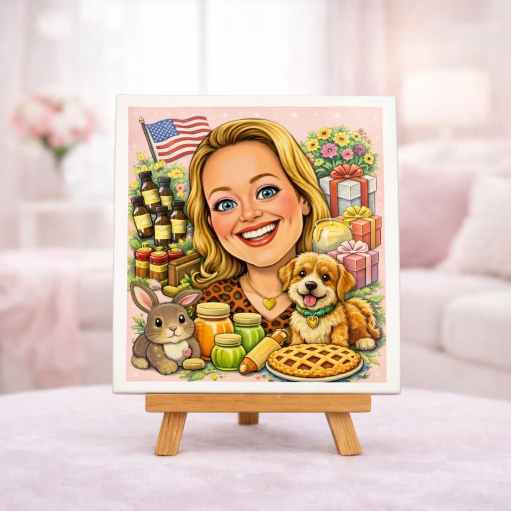 Cartoonfoto op een witte tegel