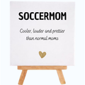 Wit keramiek tegeltje met tekst soccermom