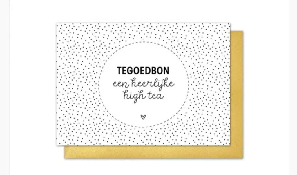 high tea tegoedbon met gouden enveloppe