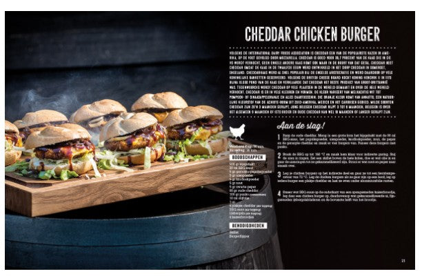 Vuur & Rook world's best BBQ kookboek pagina cheddar chicken burger